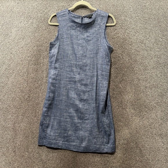 Theory Dresses & Skirts - Theory Adraya Blue Linen Blend Sleeveless Shift Mini Dress Size 4 Coastal Summer
